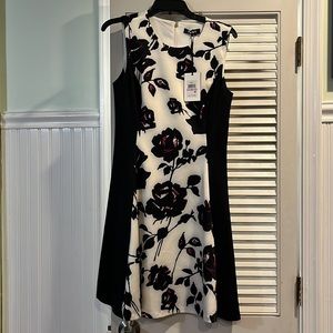 Nwt Black and pint rose pattern dress